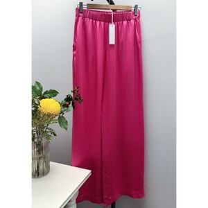 NEW SABLYN Women's Wide Leg Silk Fuchsia Trousers